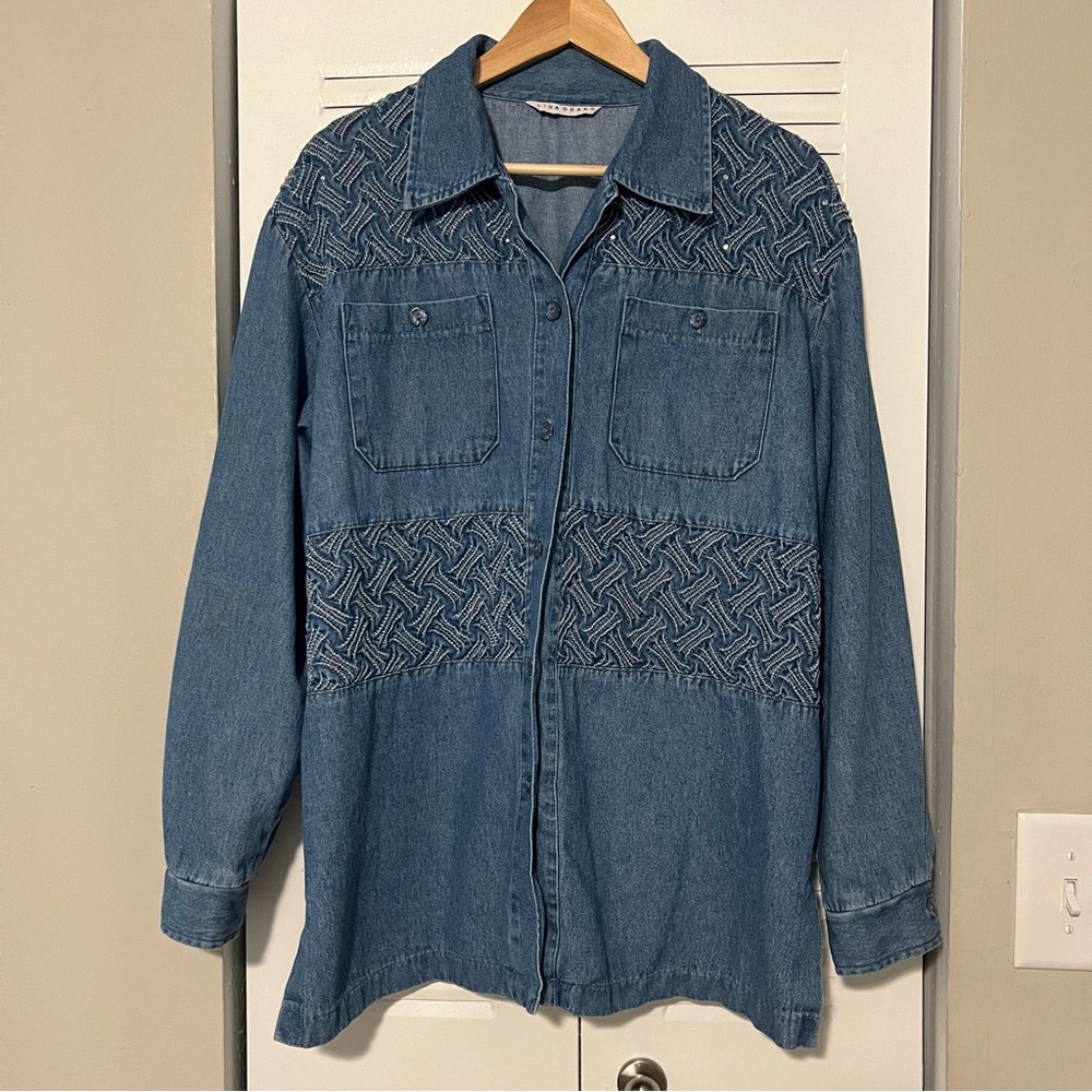 Vintage 90s Lisa Deane Jean Button Down Shirt Women's Size XL *Missing Size Tag*